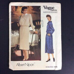 Vogue 1479 Sewing Pattern Albert Nipon Dress Size 10 American Designer 80s Uncut